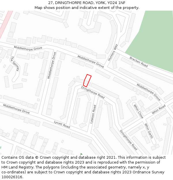 27, DRINGTHORPE ROAD, YORK, YO24 1NF: Location map and indicative extent of plot