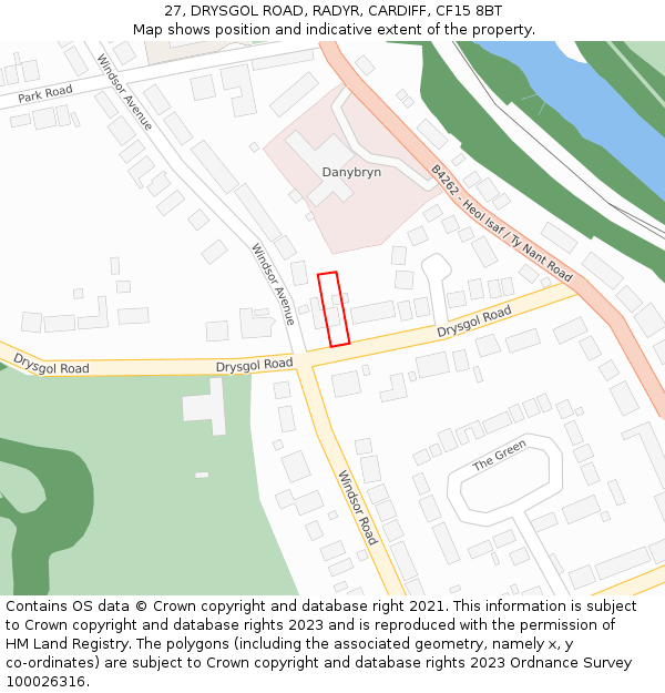 27, DRYSGOL ROAD, RADYR, CARDIFF, CF15 8BT: Location map and indicative extent of plot