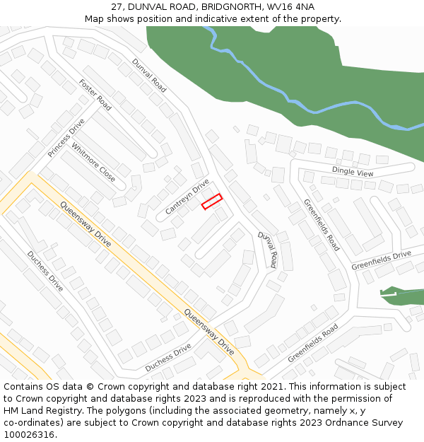 27, DUNVAL ROAD, BRIDGNORTH, WV16 4NA: Location map and indicative extent of plot
