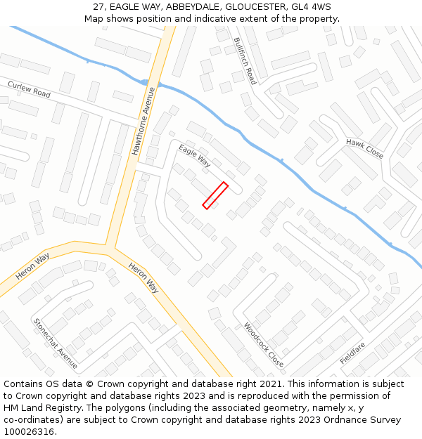 27, EAGLE WAY, ABBEYDALE, GLOUCESTER, GL4 4WS: Location map and indicative extent of plot