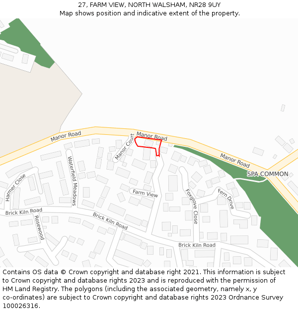 27, FARM VIEW, NORTH WALSHAM, NR28 9UY: Location map and indicative extent of plot