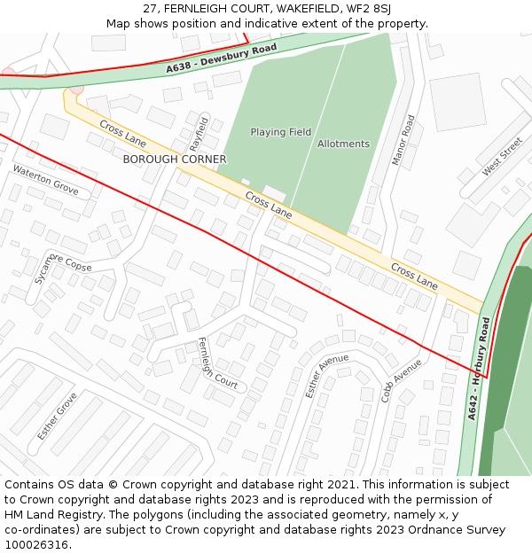 27, FERNLEIGH COURT, WAKEFIELD, WF2 8SJ: Location map and indicative extent of plot