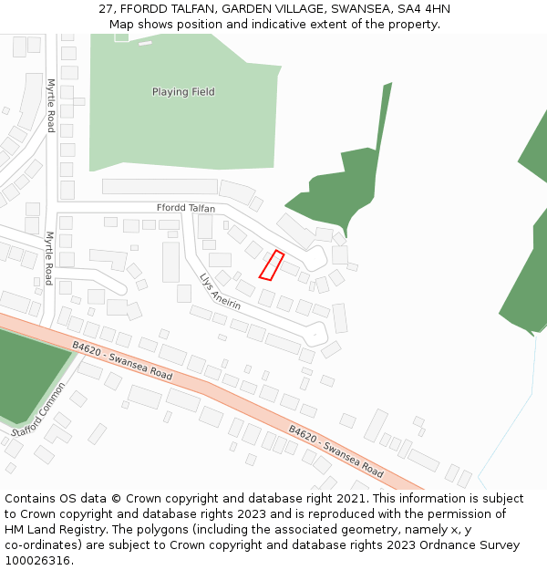 27, FFORDD TALFAN, GARDEN VILLAGE, SWANSEA, SA4 4HN: Location map and indicative extent of plot