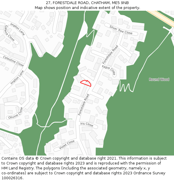 27, FORESTDALE ROAD, CHATHAM, ME5 9NB: Location map and indicative extent of plot