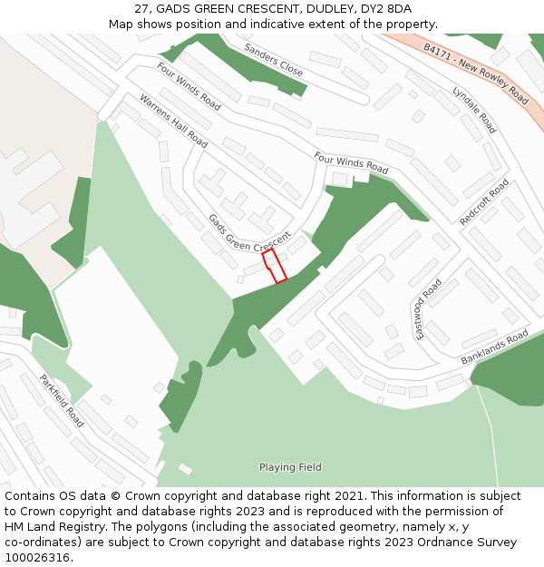 27, GADS GREEN CRESCENT, DUDLEY, DY2 8DA: Location map and indicative extent of plot