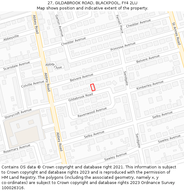 27, GILDABROOK ROAD, BLACKPOOL, FY4 2LU: Location map and indicative extent of plot