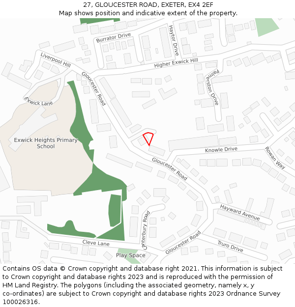 27, GLOUCESTER ROAD, EXETER, EX4 2EF: Location map and indicative extent of plot