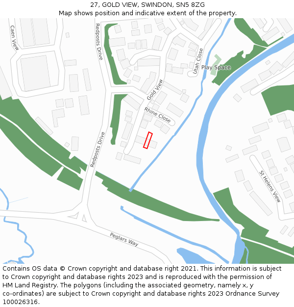 27, GOLD VIEW, SWINDON, SN5 8ZG: Location map and indicative extent of plot