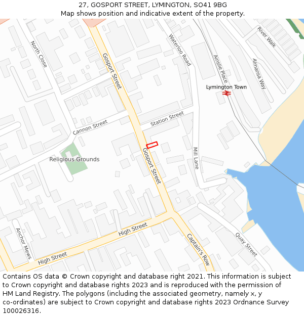 27, GOSPORT STREET, LYMINGTON, SO41 9BG: Location map and indicative extent of plot