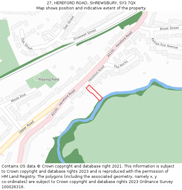 27, HEREFORD ROAD, SHREWSBURY, SY3 7QX: Location map and indicative extent of plot