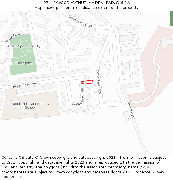 27, HEYWOOD AVENUE, MAIDENHEAD, SL6 3JA: Location map and indicative extent of plot