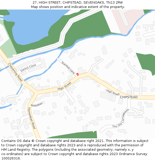 27, HIGH STREET, CHIPSTEAD, SEVENOAKS, TN13 2RW: Location map and indicative extent of plot