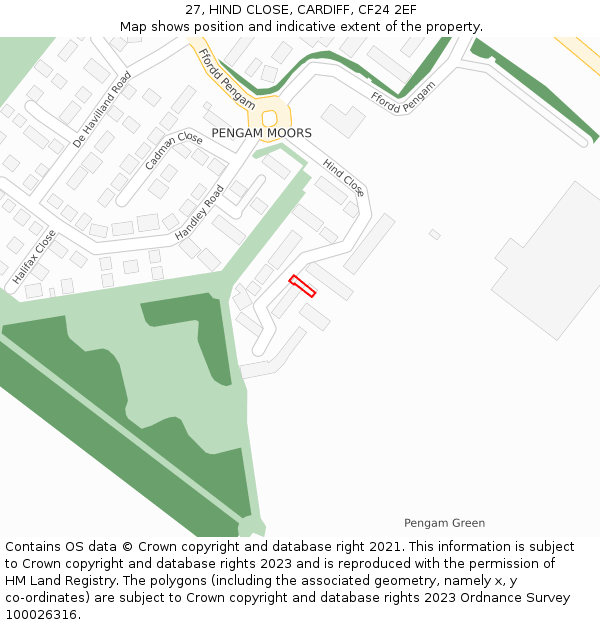 27, HIND CLOSE, CARDIFF, CF24 2EF: Location map and indicative extent of plot