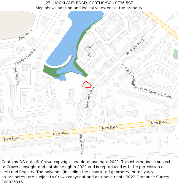 27, HOOKLAND ROAD, PORTHCAWL, CF36 5SF: Location map and indicative extent of plot