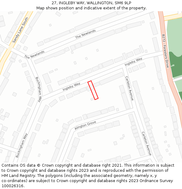 27, INGLEBY WAY, WALLINGTON, SM6 9LP: Location map and indicative extent of plot