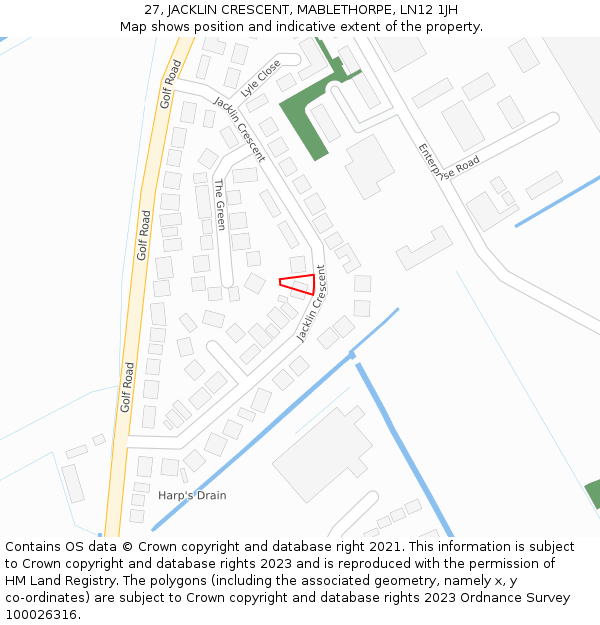 27, JACKLIN CRESCENT, MABLETHORPE, LN12 1JH: Location map and indicative extent of plot