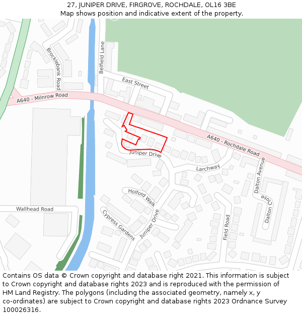 27, JUNIPER DRIVE, FIRGROVE, ROCHDALE, OL16 3BE: Location map and indicative extent of plot