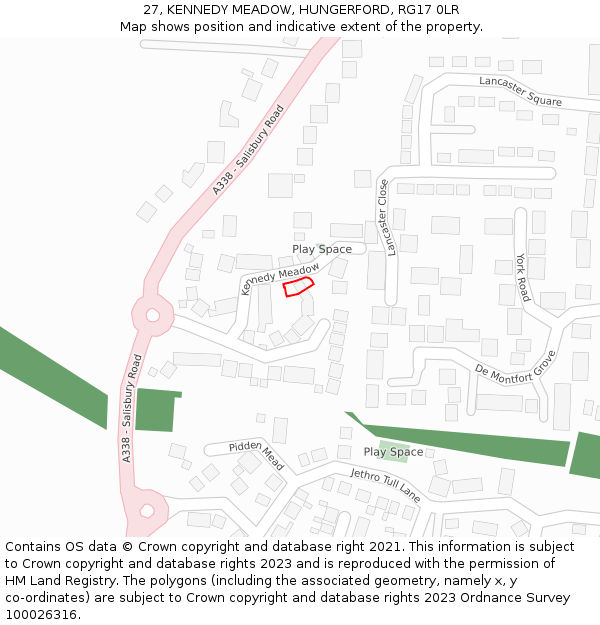 27, KENNEDY MEADOW, HUNGERFORD, RG17 0LR: Location map and indicative extent of plot