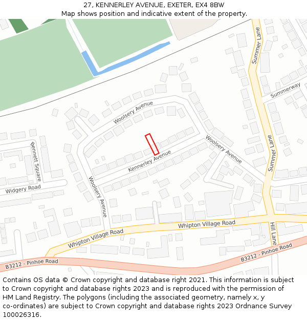 27, KENNERLEY AVENUE, EXETER, EX4 8BW: Location map and indicative extent of plot