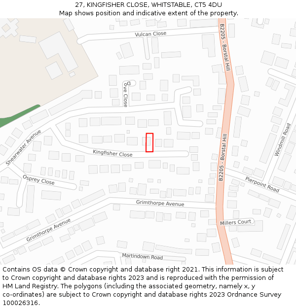 27, KINGFISHER CLOSE, WHITSTABLE, CT5 4DU: Location map and indicative extent of plot
