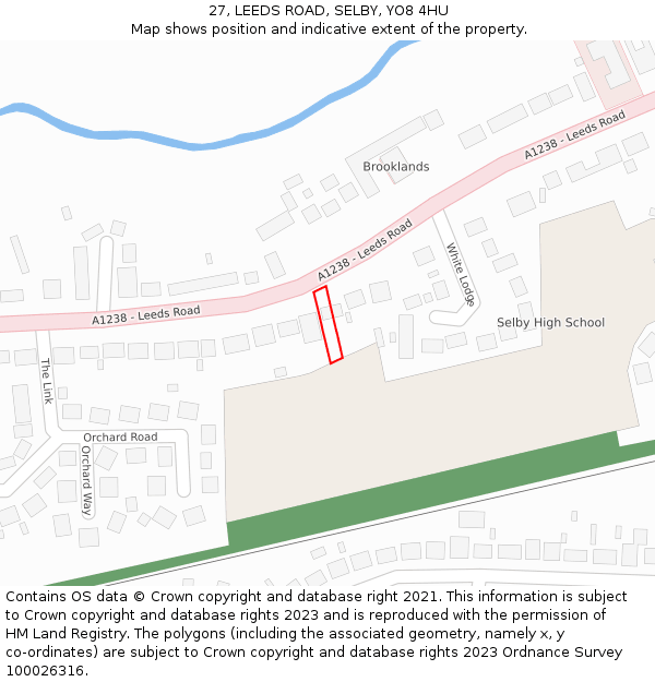 27, LEEDS ROAD, SELBY, YO8 4HU: Location map and indicative extent of plot