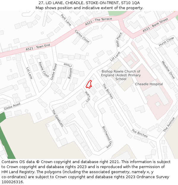 27, LID LANE, CHEADLE, STOKE-ON-TRENT, ST10 1QA: Location map and indicative extent of plot