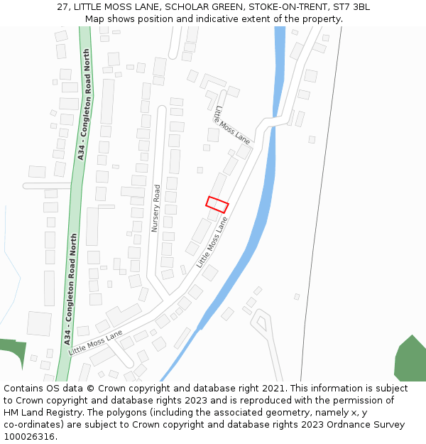 27, LITTLE MOSS LANE, SCHOLAR GREEN, STOKE-ON-TRENT, ST7 3BL: Location map and indicative extent of plot