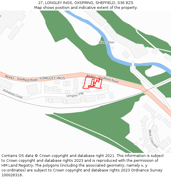 27, LONGLEY INGS, OXSPRING, SHEFFIELD, S36 8ZS: Location map and indicative extent of plot
