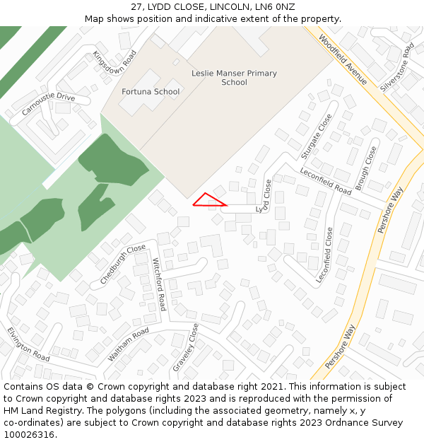 27, LYDD CLOSE, LINCOLN, LN6 0NZ: Location map and indicative extent of plot