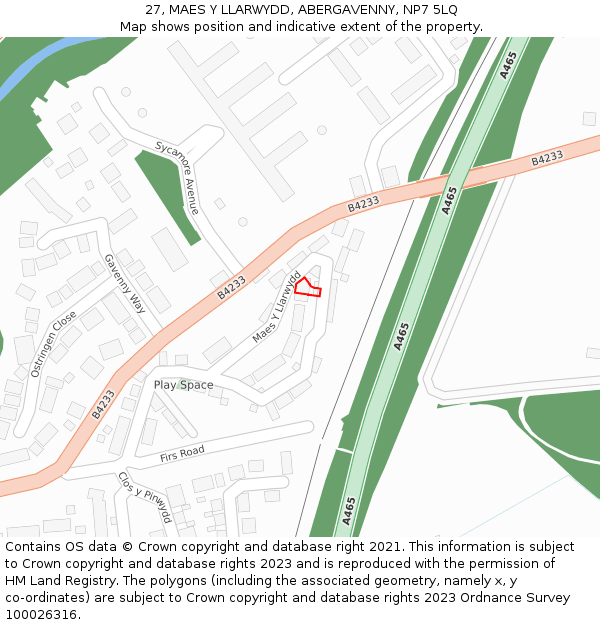 27, MAES Y LLARWYDD, ABERGAVENNY, NP7 5LQ: Location map and indicative extent of plot