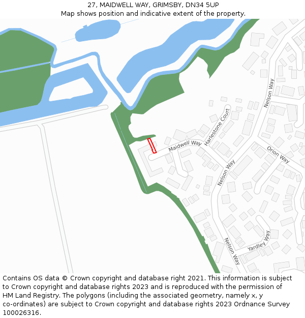 27, MAIDWELL WAY, GRIMSBY, DN34 5UP: Location map and indicative extent of plot