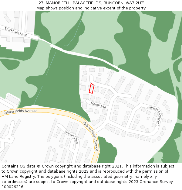 27, MANOR FELL, PALACEFIELDS, RUNCORN, WA7 2UZ: Location map and indicative extent of plot