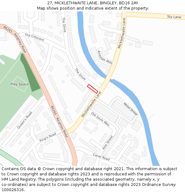 27, MICKLETHWAITE LANE, BINGLEY, BD16 2AY: Location map and indicative extent of plot