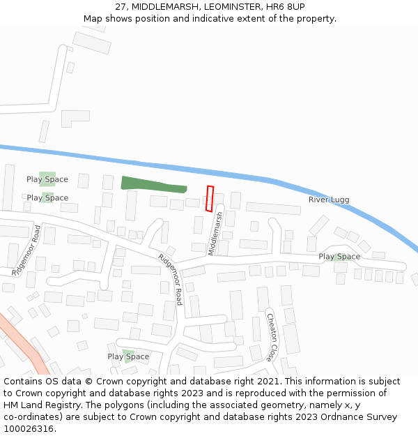 27, MIDDLEMARSH, LEOMINSTER, HR6 8UP: Location map and indicative extent of plot