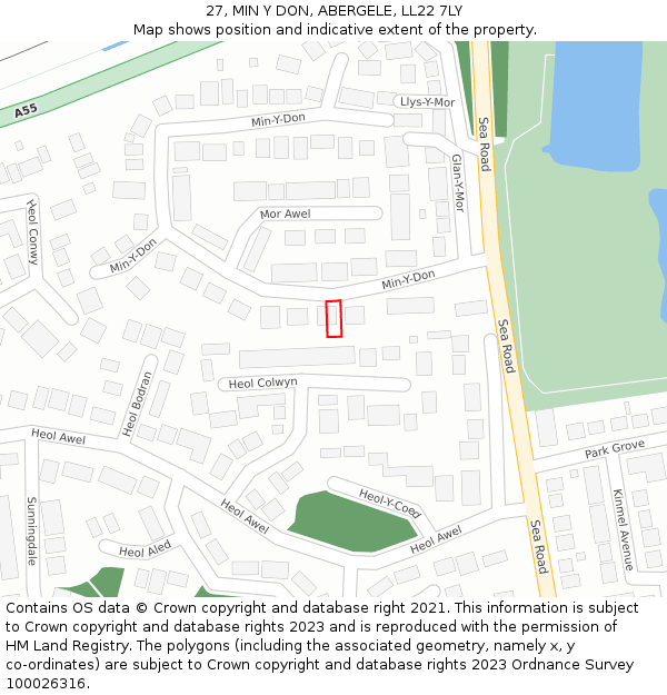 27, MIN Y DON, ABERGELE, LL22 7LY: Location map and indicative extent of plot