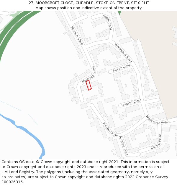 27, MOORCROFT CLOSE, CHEADLE, STOKE-ON-TRENT, ST10 1HT: Location map and indicative extent of plot