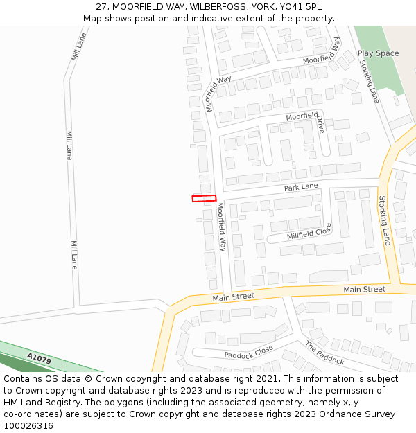 27, MOORFIELD WAY, WILBERFOSS, YORK, YO41 5PL: Location map and indicative extent of plot