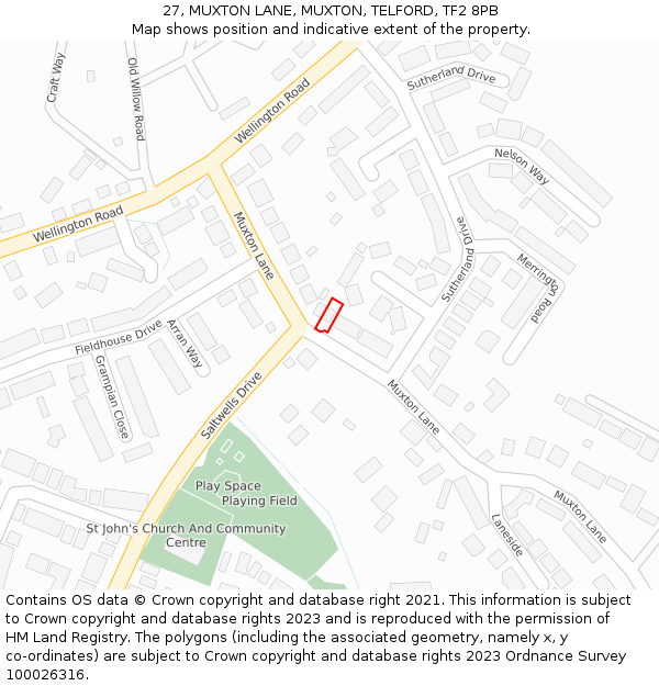 27, MUXTON LANE, MUXTON, TELFORD, TF2 8PB: Location map and indicative extent of plot