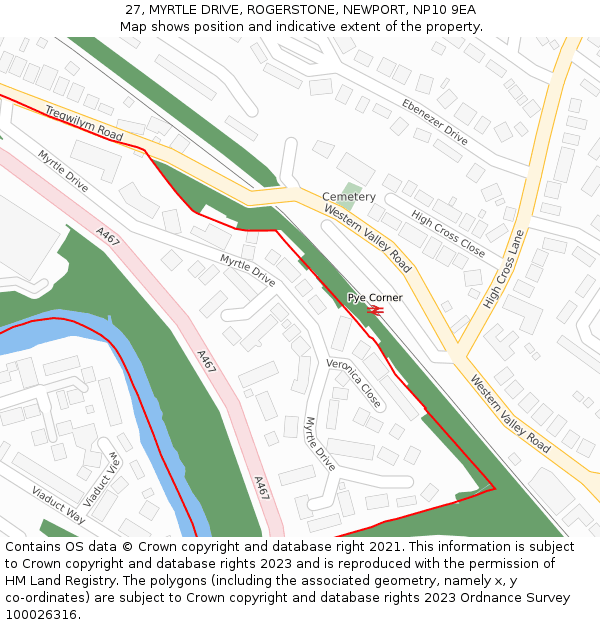 27, MYRTLE DRIVE, ROGERSTONE, NEWPORT, NP10 9EA: Location map and indicative extent of plot