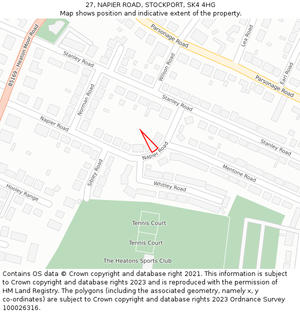 27, NAPIER ROAD, STOCKPORT, SK4 4HG: Location map and indicative extent of plot