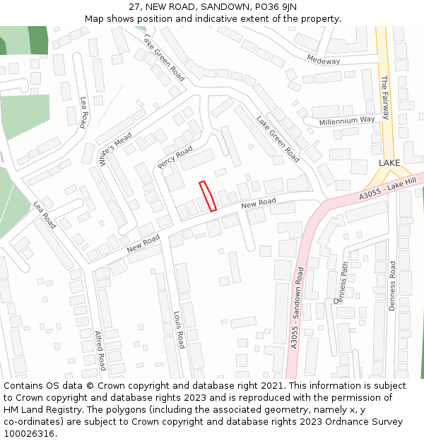 27, NEW ROAD, SANDOWN, PO36 9JN: Location map and indicative extent of plot