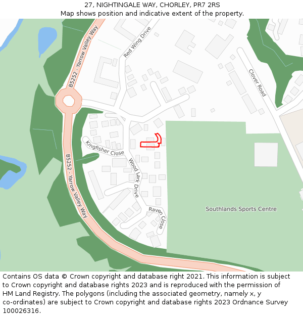 27, NIGHTINGALE WAY, CHORLEY, PR7 2RS: Location map and indicative extent of plot