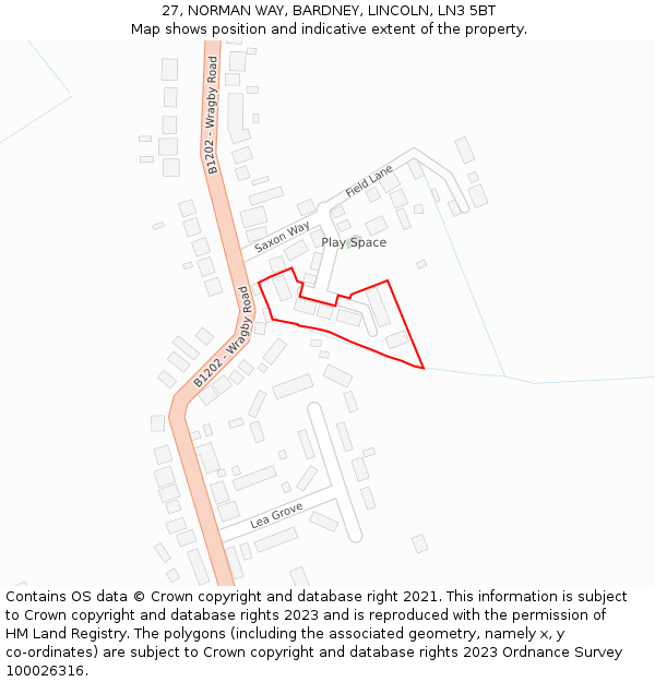 27, NORMAN WAY, BARDNEY, LINCOLN, LN3 5BT: Location map and indicative extent of plot