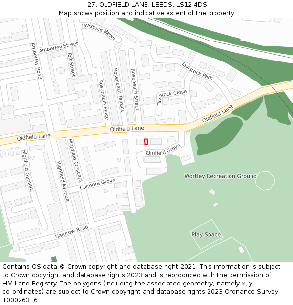27, OLDFIELD LANE, LEEDS, LS12 4DS: Location map and indicative extent of plot