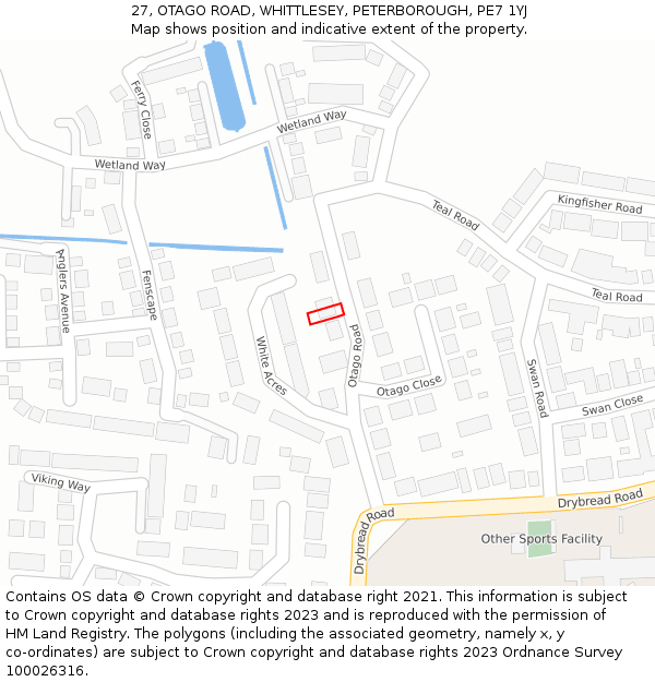 27, OTAGO ROAD, WHITTLESEY, PETERBOROUGH, PE7 1YJ: Location map and indicative extent of plot