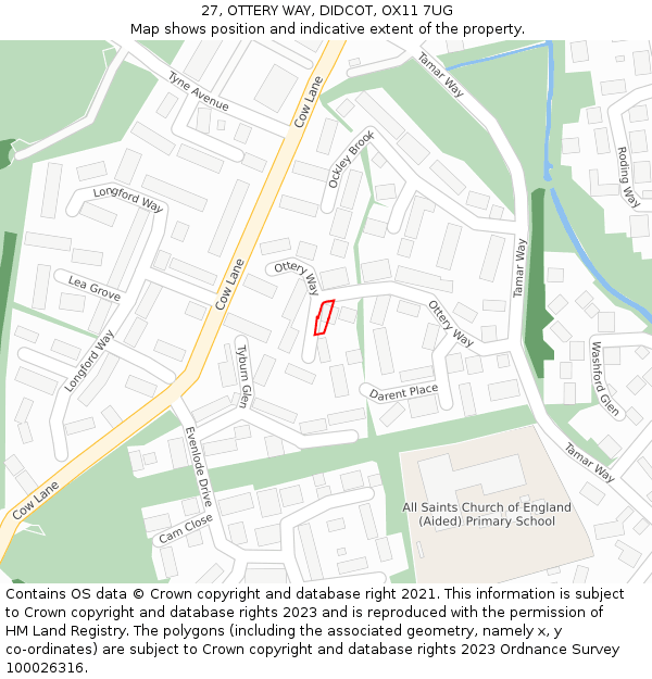 27, OTTERY WAY, DIDCOT, OX11 7UG: Location map and indicative extent of plot