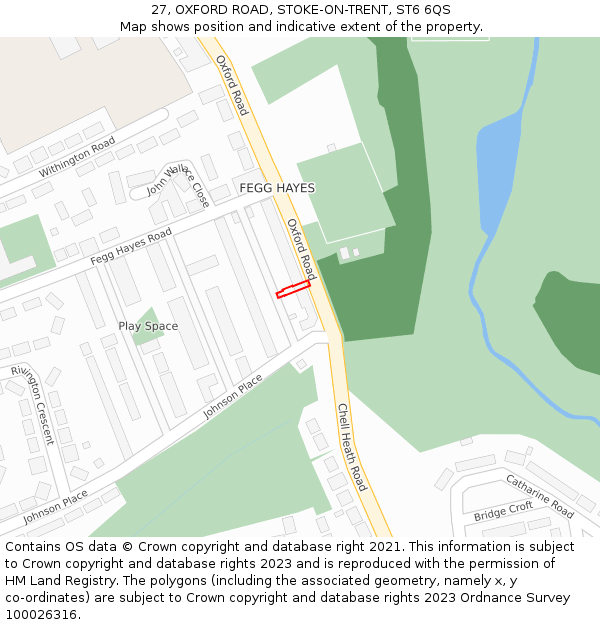 27, OXFORD ROAD, STOKE-ON-TRENT, ST6 6QS: Location map and indicative extent of plot