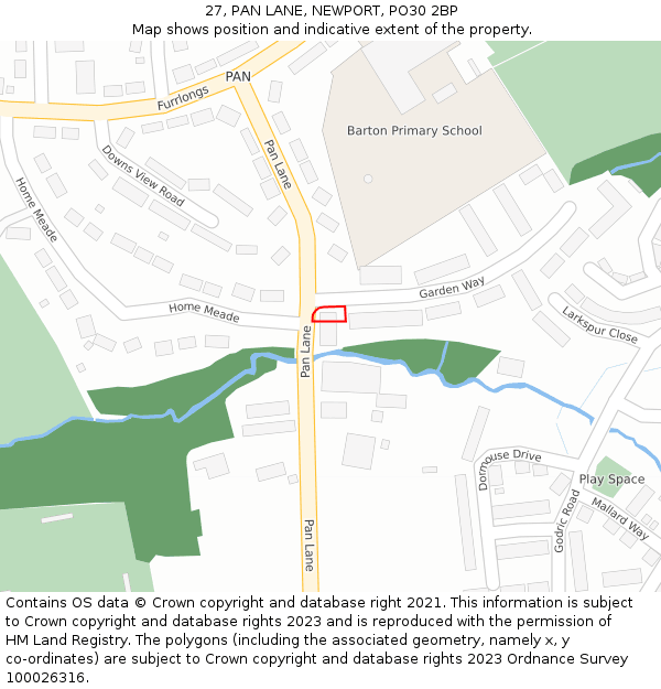 27, PAN LANE, NEWPORT, PO30 2BP: Location map and indicative extent of plot