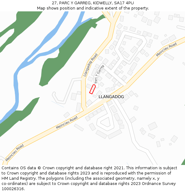 27, PARC Y GARREG, KIDWELLY, SA17 4PU: Location map and indicative extent of plot