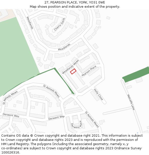 27, PEARSON PLACE, YORK, YO31 0WE: Location map and indicative extent of plot